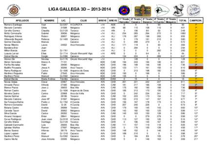 LIGA GALLEGA 3D[removed]APELLIDOS Romero Santiago Marcote Carneiro Cerviño Gomez Motto Comesaña