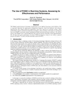 The Use of POSIX in Real-time Systems, Assessing its Effectiveness and Performance Kevin M. Obenland