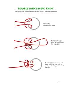 DOUBLE LARK’S HEAD KNOT KNOT SHOULD HOLD WITHOUT PULLING LOOSE. USEFUL FOR BRIDLES. Start with a regular Lark’s Head