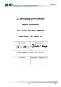 M170EG01 V.9  Product Specification AU OPTRONICS CORPORATION Product Specification