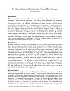 Use of Particle Counters for measuring Water Treatment Plant Performance