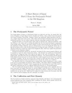 A Short History of Egypt Part I: From the Predynastic Period to the Old Kingdom