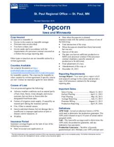 St. Paul Regional Office Iowa and Minnesota Popcorn for the 2015 Crop Year