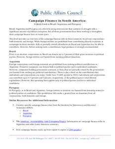 Microsoft Word - CampaignFinance_SouthAmerica _Final_Jan14_2014_