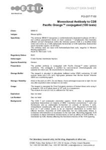 PO-207-T100  Monoclonal Antibody to CD8 Pacific Orange™ conjugated (100 tests) Clone: