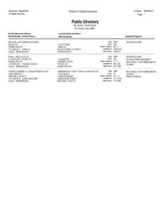 The Directory of Community Based Residential Facilities for Trempealeau County