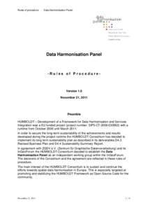 Rules of procedure - Data Harmonisation Panel  Data Harmonisation Panel -Rules of Procedure-