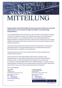 Hengeler Mueller berät LEG Immobilien AG beim Erwerb eines Portfolios mit rundWohneinheiten von der Deutsche Annington Immobilien SE und gleichzeitiger Kapitalerhöhung Eine Tochtergesellschaft der LEG Immobilien