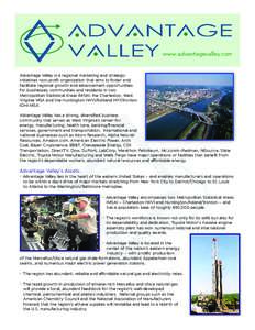 www.advantagevalley.com Advantage Valley is a regional marketing and strategic initiatives non-profit organization that aims to foster and facilitate regional growth and advancement opportunities for businesses, communit