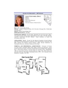 LEGISLATIVE BIOGRAPHY — 2007 SESSION  ALICE COSTANDINA (DINA) TITUS Democrat Clark County Senatorial
