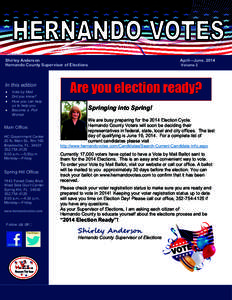 Hernando Votes Shirley Anderson Hernando County Supervisor of Elections Shirley Anderson Hernando County Supervisor of Elections