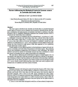 Factors Influencing the Biological Control of Lantana camara in Australia and South Africa