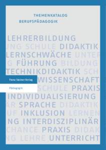 themenkatalog 	Berufspädagogik t Lehrerbildung dung schule Didaktik Le