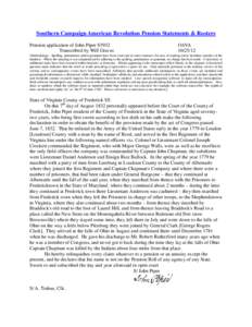 Southern Campaign American Revolution Pension Statements & Rosters Pension application of John Piper S5932 Transcribed by Will Graves f16VA[removed]