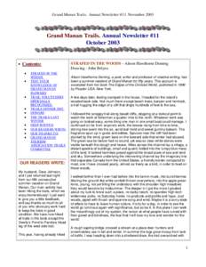 Grand Manan Trails. Annual Newsletter #11. NovemberGrand Manan Trails. Annual Newsletter #11 October 2003   Contents: