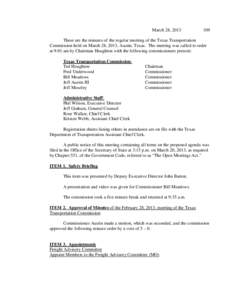 These are the minutes of the regular meeting of the Texas Transportation Commission, which was held on December 15, 2011, in Austin, Texas