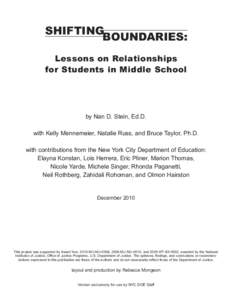 Shifting Boundaries: Lessons on Relationships for Students in Middle School  by Nan D. Stein, Ed.D.