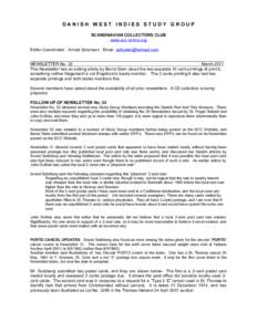DANISH WEST INDIES STUDY GROUP SCANDINAVIAN COLLECTORS CLUB www.scc-online.org Editor-Coordinator: Arnold Sorensen. Email  _____________________________________________________________________________