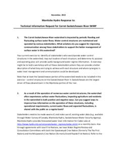 November, 2013  Manitoba Hydro Response to: Technical Information Request for Carrot-Saskatchewan River IWMP  1.