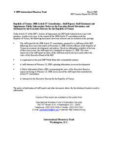 Republic of Yemen: 2008 Article IV Consultation—Staff Report; Staff Statement and  Supplement; Public Information Notice on the Executive Board Discussion; and Statement by the Executive Director for the Republic of Yemen; IMF Country Report[removed]; January 21, 2009