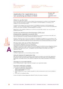 Application for registration as a non-practising architect in NSW Form 07  Architects
