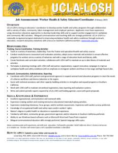 Microsoft Word - Job Announcement Health and Safety Educator Coordinator 09.09