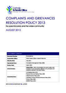 Caregiver / Grievance / Complaint / Law / Family / Dispute resolution