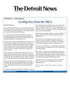 OPINIONS + EDITORIAL  Getting free from the MEA By Rob Wiersema