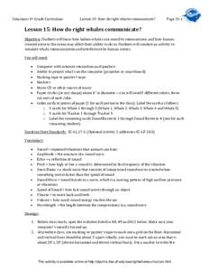 Cetaceans 4th Grade Curriculum  Lesson 15: How do right whales communicate? Lesson 15: How do right whales communicate?