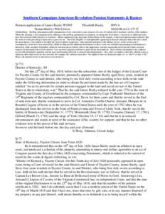 Southern Campaigns American Revolution Pension Statements & Rosters Pension application of James Busby W2995 Transcribed by Will Graves Elizabeth Busby