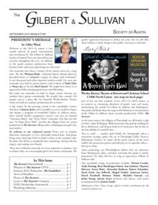 The  GILBERT SULLIVAN &  SEPTEMBER 2015 NEWSLETTER