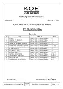 DATE: Feb. 17th ,2015  FOR MESSRS : CUSTOMER’S ACCEPTANCE SPECIFICATIONS