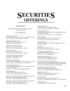 SECURITIE S OFFERINGS STATE NOTICES Published pursuant to provisions of General Business Law [Art. 23-A, §359-e(2)]
