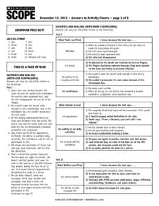 ®  THE LANGUAGE ARTS MAGAZINE November 12, 2012 • Answers to Activity Sheets • page 1 of 8