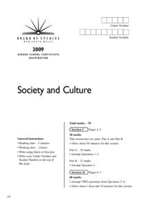 2009 HSC Exam Paper - Society and Culture
