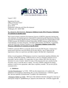 August 3, 2015 Regulations Division Office of General Counsel 451 7th Street S.W. RoomDepartment of Housing and Urban Development