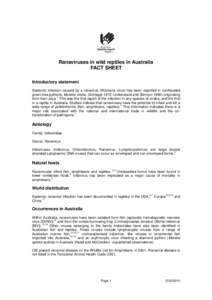 Ranaviruses in wild reptiles in Australia FACT SHEET Introductory statement