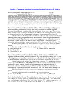 Southern Campaign American Revolution Pension Statements & Rosters Pension application of Solomon Howard S31757 Transcribed by Will Graves fn17NC[removed]