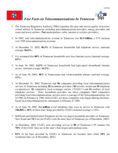 Fast Facts on Telecommunications In Tennessee