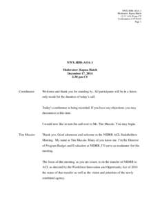 Transcript: NIDRR ACL Stakeholders Meeting Teleconference on the transfer of NIDRR to ACL as directed by the Workforce Innovation and Opportunity Act of[removed]PDF)