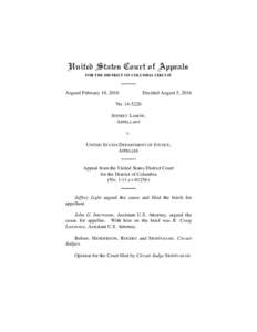 United States Court of Appeals FOR THE DISTRICT OF COLUMBIA CIRCUIT Argued February 10, 2016  Decided August 5, 2016
