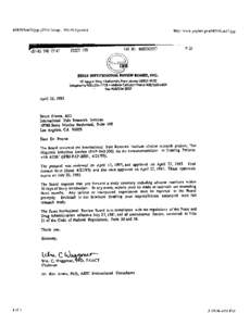 Waggoner, WC. Essex Institution Review Board Approval to Bruce Frome, M.D. for study titled "Ion Magnetic Induction Device (PAP-IMI-300) As An Immunomodulator in Treating Patients with AIDS." [removed]