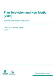 Film, Television and New Media[removed]Sample assessment instrument -- Critique -- written report