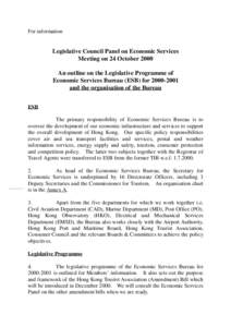 For information  Legislative Council Panel on Economic Services Meeting on 24 October 2000 An outline on the Legislative Programme of Economic Services Bureau (ESB) for[removed]