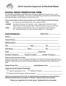 Microsoft Word - School Group Reservation Form