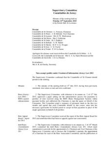 Supervisory Committee Connétables de Jersey Minutes of the meeting held on Monday 14th September 2015 at the Parish Hall, St Lawrence.