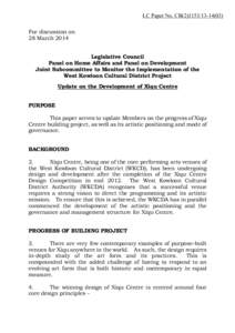 LC Paper No. CB[removed]) For discussion on 28 March 2014 Legislative Council Panel on Home Affairs and Panel on Development Joint Subcommittee to Monitor the Implementation of the