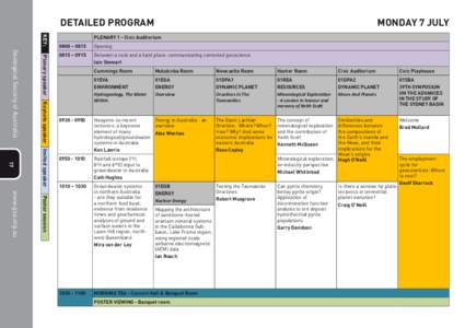 DETAILED PROGRAM  MONDAY 7 JULY KEY: