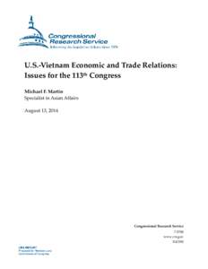U.S.-Vietnam Economic and Trade Relations: Issues for the 113th Congress