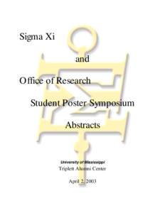 Sigma Xi and Office of Research Student Poster Symposium Abstracts